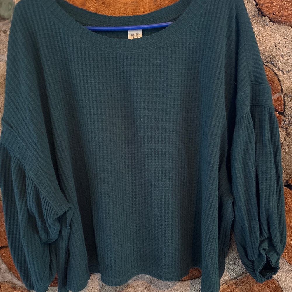 We The Free Teal Size Medium Waffleknit Top